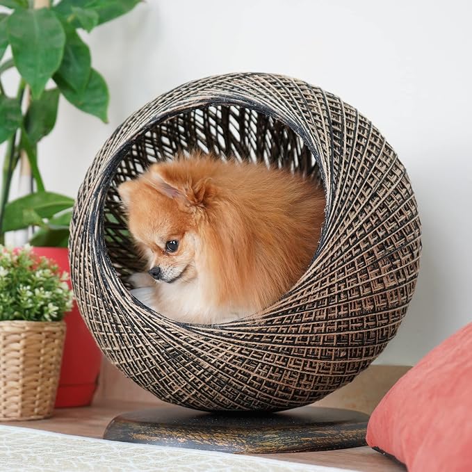 SUSSEXHOME Pets 15.75 x 15.75 x 17 Inches Pet Hammock for Cats - Scratch Resistant Cozy Covered Cat Bed for Indoor Cats - Bottom Cushioned Cat Cave Bed - Vintage - Image 6
