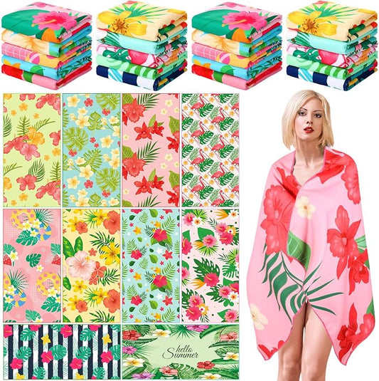 FuWeave 20 Pack Microfiber Beach Towel 28 x 55 Inch Oversized Large Quick Dry Thin Beach Towels for Pool Camping, Sand Free Lightweight Blanket for Women Adults Travel Swimming Sport (Fresh Floral) by FuWeave