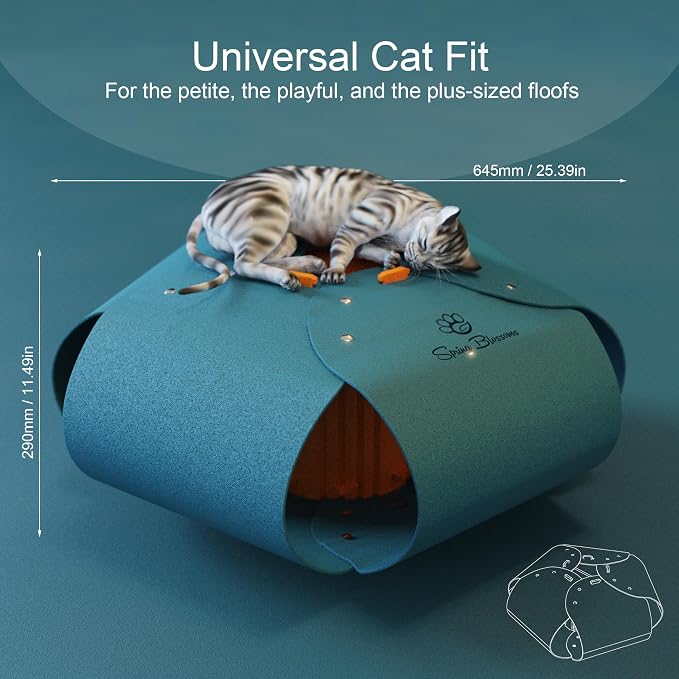 Cat Tunnel, Cat Cave for Indoor Cats Bed,Scratch Resistant Cat Toys for Medium Large Cats Hide and Seek Toy (Peacock Blue) - Image 3