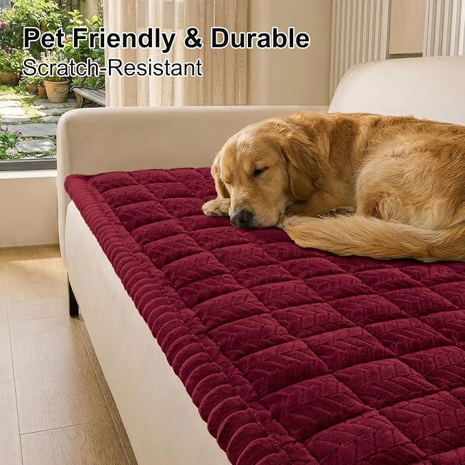 Smiry Couch Cover for Dogs, Non Slip Fuzzy Pet Sofa Covers Washable | Sofa Slipcovers for 3 Cushion Couch, Soft Thick Furniture Protector for Cats Dogs, Against Fur, Dirt, Scratch (27.6"x88") - Image 8