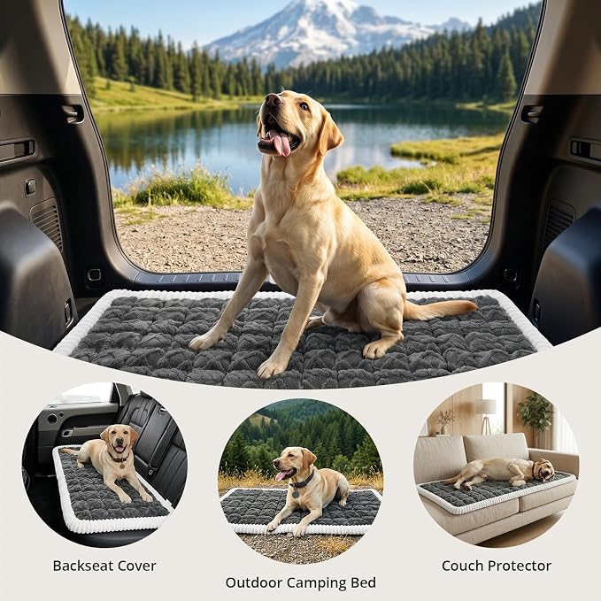 Avont Dog Bed for Car Back Seat, 2026 New Backseat Pet Bed Mat | 52.3"x23.6" Back Seat Pet Cover for Dogs Machine Washable Non-Slip Thick Plush Travel Mat for SUVs Trucks Camping - Dark Grey - Image 8