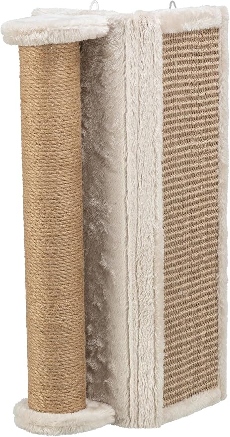 Trixie Wall Mounted Corner Scratching Board with Extra Post – Vertical Sisal Rope Pad for Indoor Cats – Easy-Install Corner Scratch Pad – Beige, 5.9 x 5.9 x 19.7 in by TRIXIE