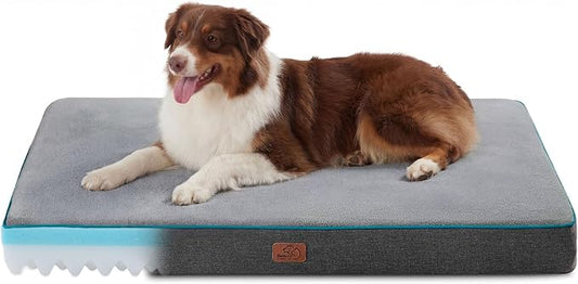 Bedsure Memory Foam Dog Beds Large Sized Dog, Orthopedic Crate Pads, 35x22 | Dual-layer Foam Mat for Optimal Support,Comfy Plush Flannel Fleece Pet Pillow , Removable Washable Cover, Nonslip Bottom，Grey by Unknown
