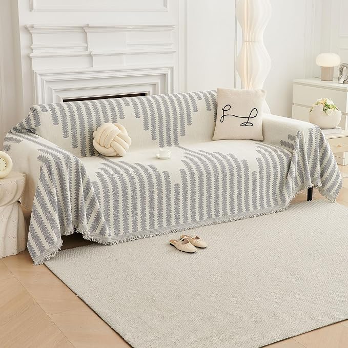 HAOMAIJIA Boho Sofa Covers Couch Covers for 2 Cushion Couch Sofa Pet Friendly Soft Thick Non Slip Couch Cover for Dogs Washable Sectional Couch Covers L Shape Furniture Protector (Grey, 71"x102") - Image 8
