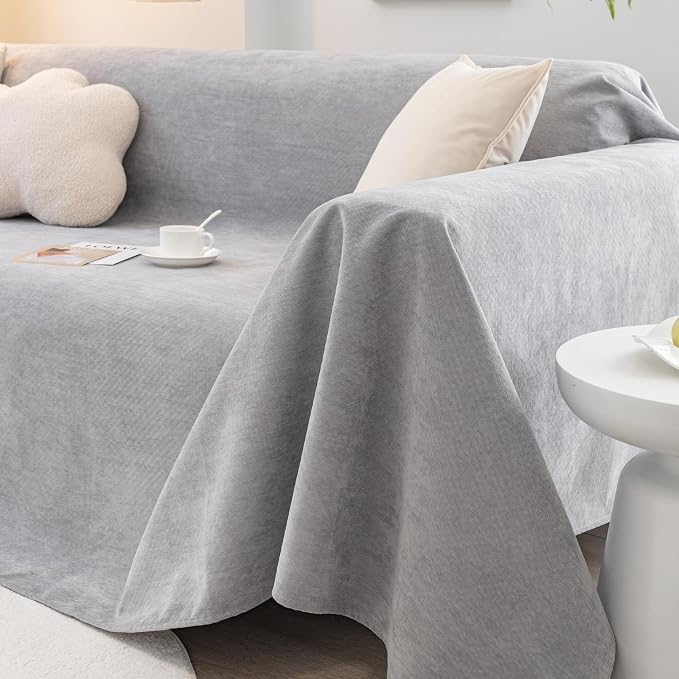 MINGPINHUIUS Sofa Cover Sectional Couch Covers: Chenille Textured Soft Loveseat Covers Non Slip Waterproof Thick Couch Protector Pet-Friendly for Living Room (Light Gray,71 × 118in) - Image 7