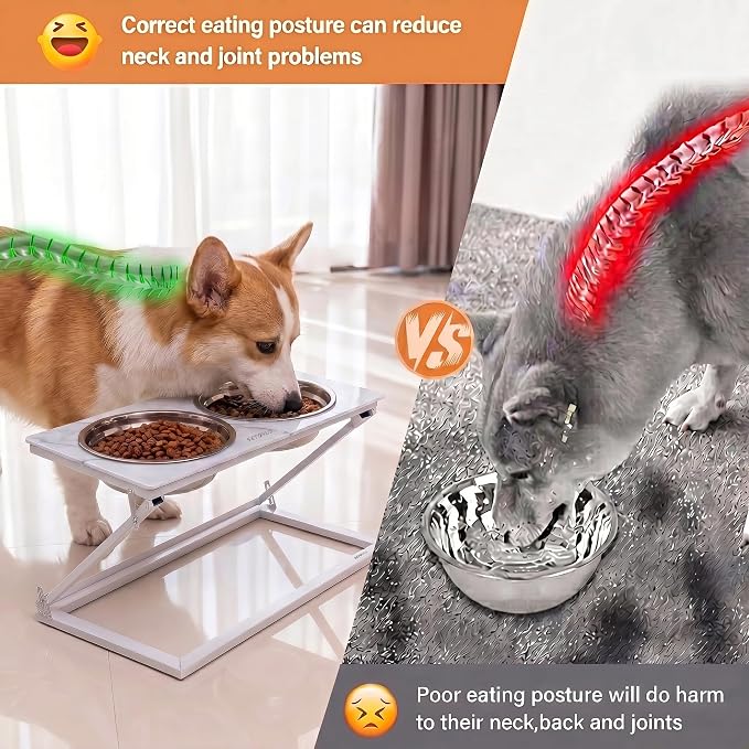 Elevated Dog Bowl, Adjustable Height and Tilt Angle Dog Bowl Stand | Precisely Adjust Height And Tilt Angle, Easy To Clean, Equipped With 2 Stainless Steel Food Bowls, Sturdy And Durable. - Image 4