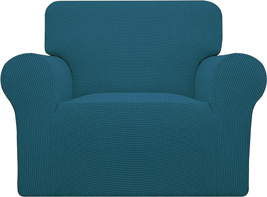Easy-Going Stretch Oversized Chair Sofa Slipcover 1-Piece Couch Sofa Cover Furniture Protector Soft with Elastic Bottom for Kids Spandex Jacquard Fabric Small Checks Peacock Blue | 1-Piece Large chair covers armchair Furniture Protector for Living Room... by Easy-Going