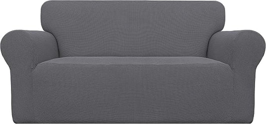 Easy-Going Stretch Oversized Loveseat Couch Covers Washable Grey | 1-Piece Large Loveseat Cover for 2 Cushion Couch Furniture Protector RV Sofa Slipcover Soft with Bottom for Kids Pets by Easy-Going