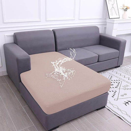 hyha Waterproof Sectional Couch Covers, Non Slip Sofa Cushion Covers | L Shape Sectional Fit, Stretch Jacquard Fabric, Elastic Bottom, Waterproof Protection (1 Piece for Chaise) by hyha
