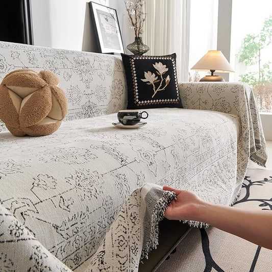 ROOMLIFE Couch Cover Boho Sofa Covers for 3 Cushion Couch Washable | Furniture Protector Sofa Couch Cover for Dogs, Soft Breathable Sofa Slipcover, Couch Throw Blankets with Tassels 71''X134'' by ROOMLIFE