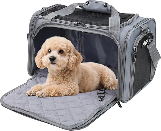 EliteField Deluxe Soft-Sided Pet Carrier (3 Year Warranty, Airline Approved), Travel Bag for Dogs, Cats & Small Pets, with Expandable Mat