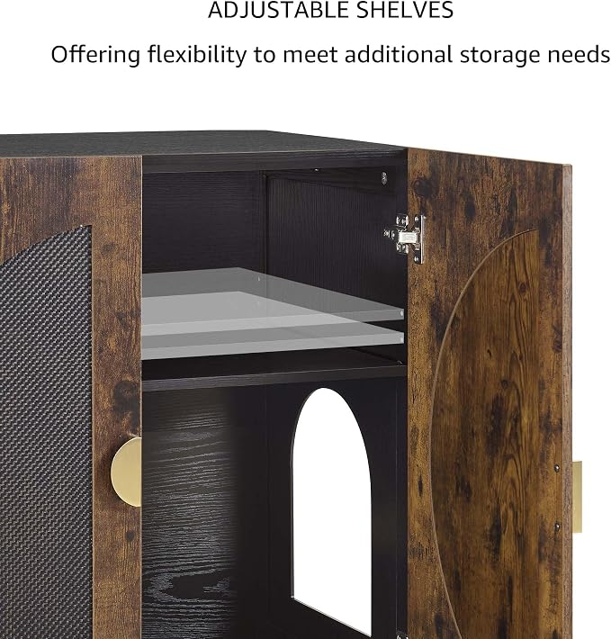 unipaws Tall Cat Litter Box Enclosure for Tall or Top Entry Litter Box | Hidden Litter Box Cover with Shelves, Kitty Enclosed Litter Box Cabinet, Cat Box Furniture - Image 6