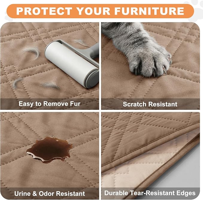 100% Waterproof Dog Bed Cover Pet Blanket 52"x82", 7-Layer Reversible Washable Bed Mat for Furniture Couch Sofa Car (Taupe+Apricot) - Image 6