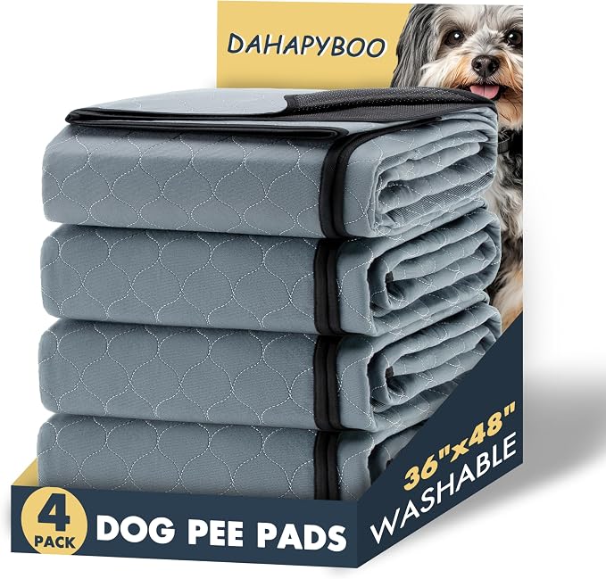 DAHAPYBOO Extra Large Washable Pee Pads for Dogs 36x48,4 Pack | Reusable Puppy Pads for Dogs Non-Slip Waterproof Pet Training Pads for Crate, Playpen, Bed, Sofa,Whelping Box, Potty Training by DAHAPYBOO