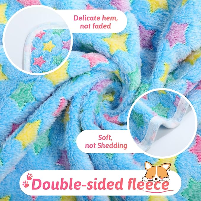 Tatuo 12 Pieces 20 x 30 Inch Dog Blanket Super Soft Warm Cat Sleep Mat Pet Kitten Doggy Fluffy Fleece Blankets with Cute Dog Paw Bone Star Elephant Patterns Printed Fluffy Blanket for Small Cat Puppy - Image 3