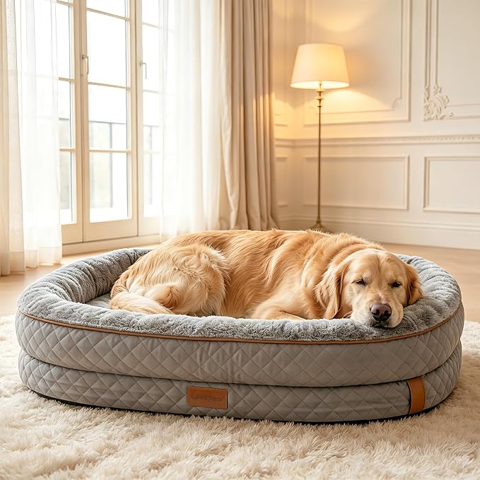 Large Dog Bed Washable with Cover Orthopedic Dog Beds Large Sized Dog with Memory and Egg Crate Foam Waterproof Pet Bed Includes Reusable Potty Pad (Dark Gray, Medium) by FollowUs