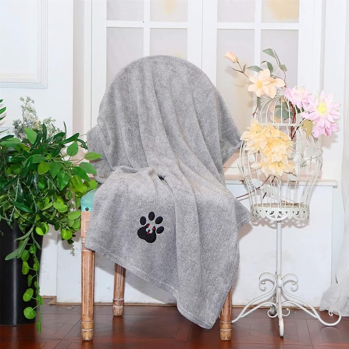Dogvingpk Extra Large Dog Towel 2 Pack, Super Absorbent Soft Quick Drying Microfiber Pet Bath Towels for Large & Medium Dogs (XL-55" * 36", Grey and Brown) - Image 8