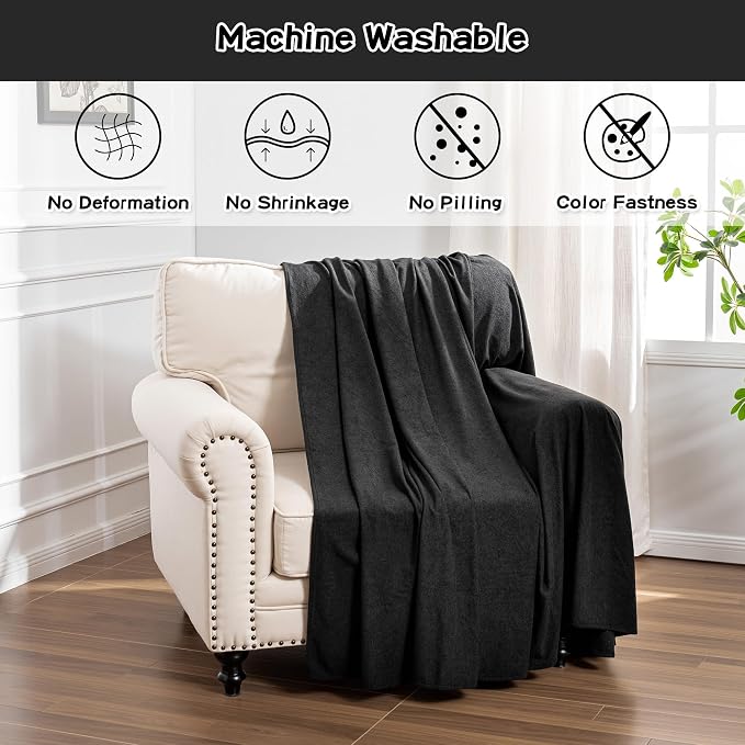 MEETSKY Chair Cover Cat Scratch Proof Recliner Chair Covers, Oversized Armchair Sofa Covers Washable Sofa Slipcover for Single Couch, Soft Small Couch Slipcover for Pets Dogs, 71" x 91", Black - Image 3