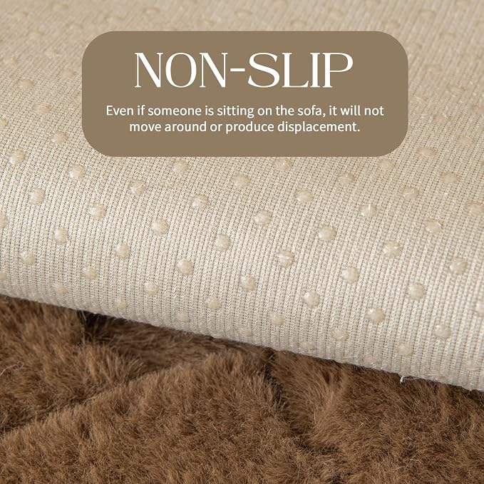 Waterproof Dog Bed Cover Non Slip Couch Cover for Dogs Washable Soft Faux Fur Sofa Cover Couch Covers for 3 Cushion Couch Sofa Pet Friendly (Brown, 34x94.5（1pc）) - Image 6