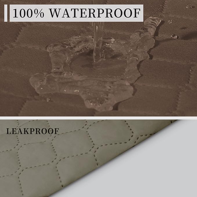 ISSUNTEX Double Protection 100% Waterproof Loveseat Sofa Covers for Living Room, Couch Covers for 2 Cushion Couch Sofa, Reversible Furniture Protector Sofa Cover for Dogs (Loveseat, Brown/Beige) - Image 3