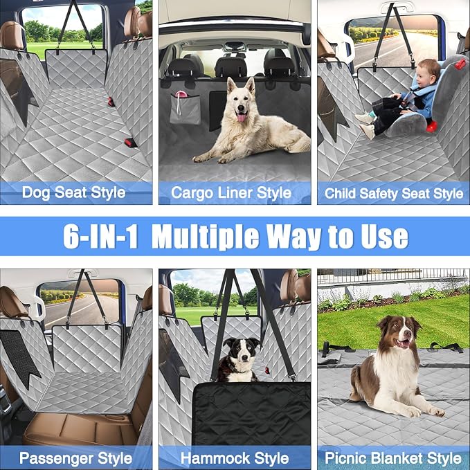 Kytely Dog Car Seat Cover XL, Heavy Duty Dog Seat Cover for Back Seat, 100% Waterproof Nonslip Hammock for Car with Side Flap, Scratch Proof Pet Back Seat Covers - Image 4