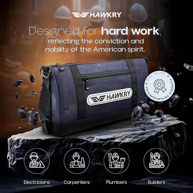HAWKRY Heavy Duty Canvas Tool Bag – Waterproof Canvas Zipper Pouch, Garden Tool Bag, Construction Bags Heavy Duty, Small Zipper Pouch, Motorcycle Tool, Multipurpose Fishing Bag - Image 8