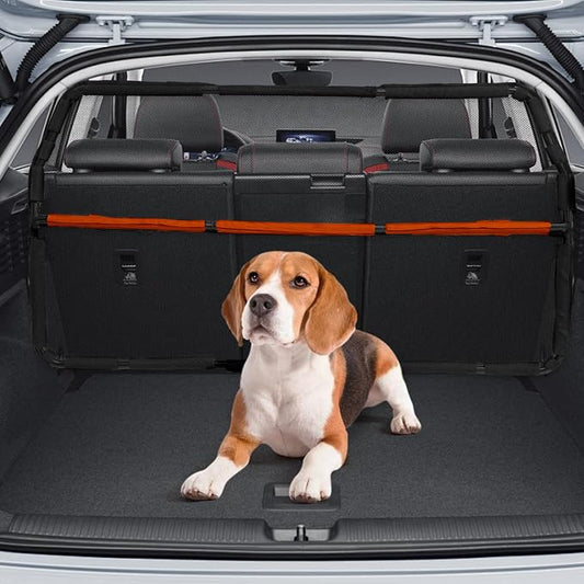 Dog Barrier for Cargo Area, 46" Wide See Through Vehicle Car Hatchback Dog Car Net Barrier, Dog Car Net Mesh for 3rd Row Seat,Back Seat Car Divider Barrier Restraint Fence Trunk Shield for Car by FurggisPet