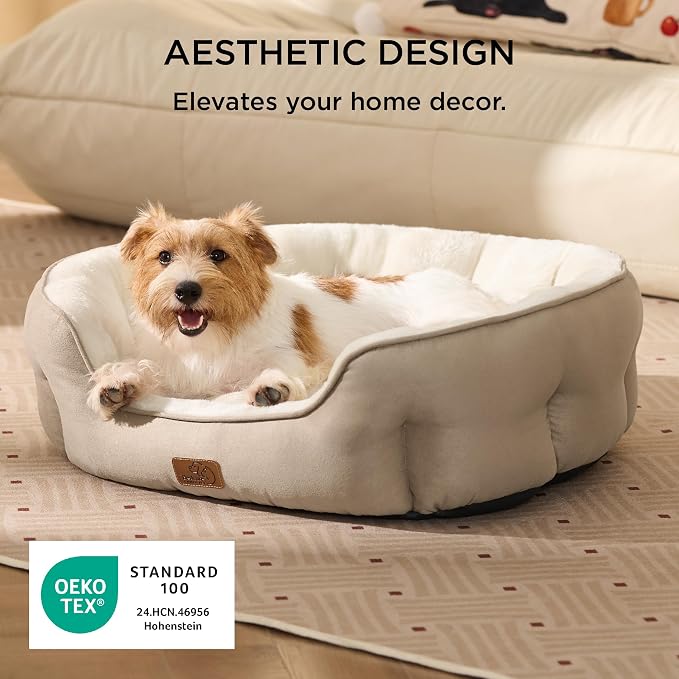 Bedsure Medium Dog Bed Washable,Large Cat Beds for Indoor Cats,28in Camel | Dog Bed Medium Size Dog, Round Pet Bed,Soft Plush Faux Fur, Removable Washable Cover, Anti-Slip Bottom,Easy to Clean - Image 3