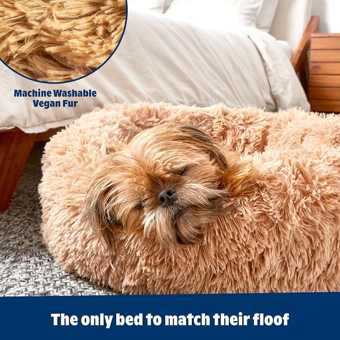 Barkbox Dog Bed, 2-in-1 Memory Foam Donut Cuddler Dog and Cat Bed, Calming Orthopedic Joint Relief Fur Crate Lounger for Pets, Machine Washable + Removable Cover, Waterproof Lining, Includes Toy | Calming Orthopedic Joint Relief Furry Crate Lounger for... - Image 6