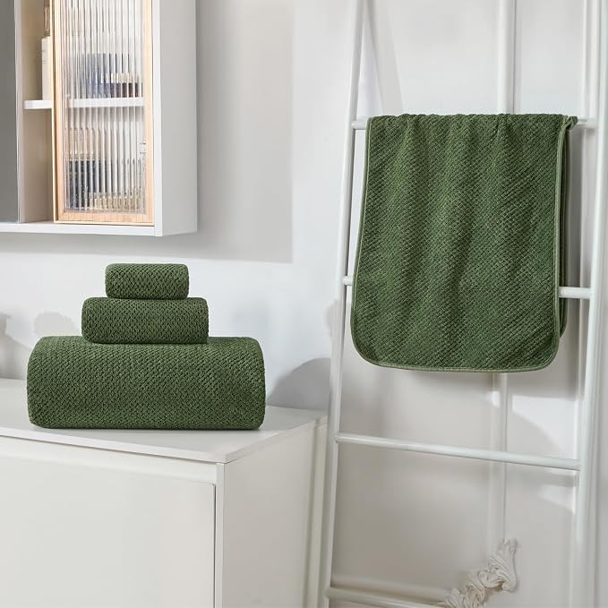 Extra Large Bath Sheets Set 6-Piece, 2 Bath Towels 40x80 Inches, 2 Hand Towels, 2 Washcloths, Soft Absorbent Quick Dry Microfiber Towels for Bathroom Beach Pool Gym Spa, Olive Green - Image 5
