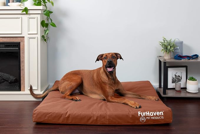 Furhaven Water-Resistant Orthopedic Dog Bed for Large Dogs w/ Removable Washable Cover, For Dogs Up to 95 lbs - Indoor/Outdoor Logo Print Oxford Polycanvas Mattress - Chestnut, Jumbo/XL - Image 3