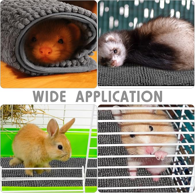 Amylove 4 Pcs Guinea Pig Cage Liner 12 x 12 Inch Washable Chenille Pee Pads Pet Dog Cat Bedding Training Mat Reusable for Small Animals Puppy Bunny Hamster Chinchilla - Image 4