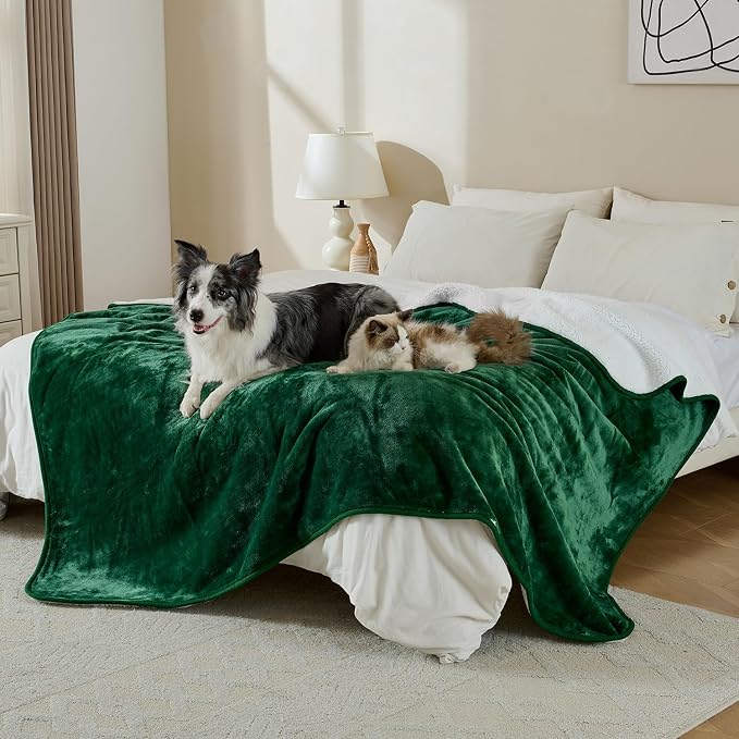 Waterproof Blanket for Bed Couch Sofa, Soft Liquid Pee Proof Pet Blanket for Dog Puppy Cat, Reversible Sherpa Fleece Furniture Protector (Green, 60x80 inches) - Image 4