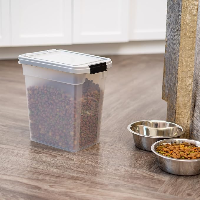 IRIS USA Airtight Dog Food Storage Container, WeatherPro, Up to 10 lbs, for Dog Cat Bird and Other Pet Food Storage Bin, Keep Fresh, Translucent Body, Made in USA, Clear/Gray - Image 6