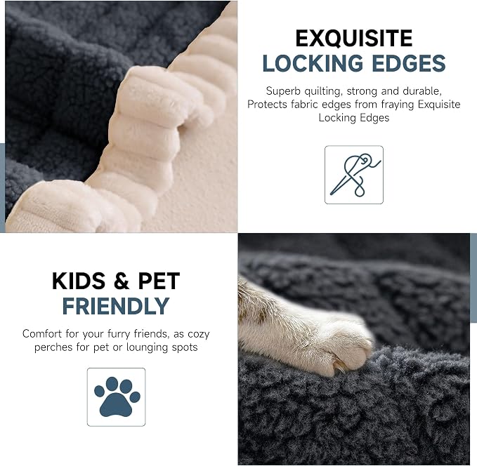 OTOB Sofa Covers for 3 Cushion Couch Washable, All Seasons Fuzzy Non Slip Kids & Pet Friendly Dog Bed Mats Couch Cover, Soft Plush Sofa Slipcovers Furniture Protector (Dark Gray, 27.6" x 70.9'') - Image 4