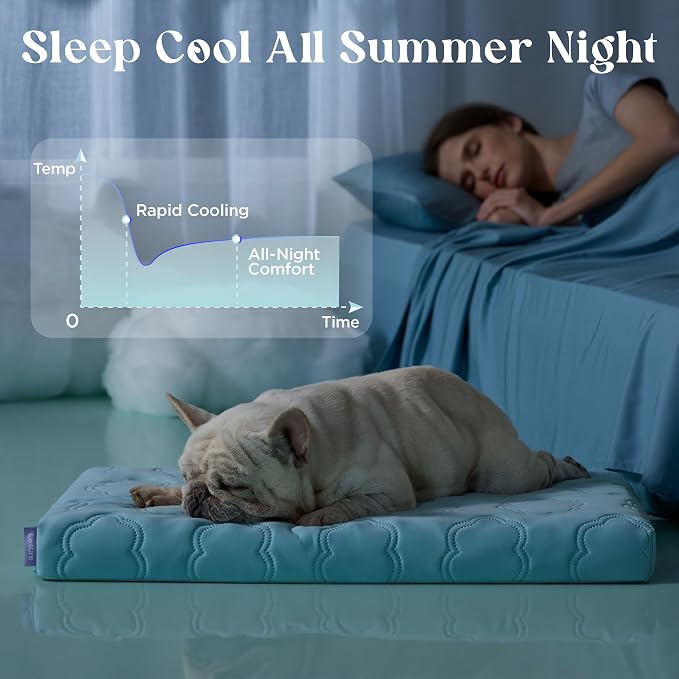 LESURE ApexCloud™ Cooling Dog Bed with Washable Cover for Medium Dogs, 29IN | Q-Max>0.5 Cool-Touch Fabric, Orthopedic Egg Crate Foam,Breathable Non-Slip Summer Mat,For Active Senior Long-Haired Pets,Blue - Image 4