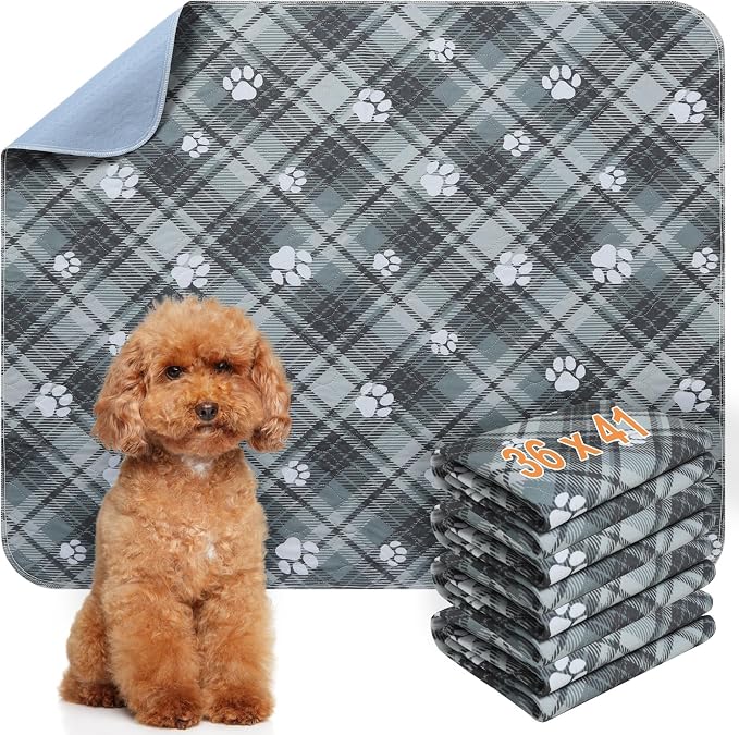 BEAUTYZOO Washable Pee Pads for Dogs, 4 Pack Reusable Puppy Pads, Super Absorbent Dog Pee Pads for Pet Training, Housebreaking and Incontinence, Non-Slip Potty Pads for Floor, Crate, Couch, 36" x 41" by BEAUTYZOO