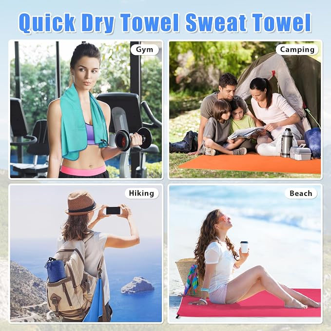 Sfee 2 Pack Microfiber Travel Towel, Quick Dry Towel Camping Towel Super Absorbent Compact Lightweight Sports Gym Towel Beach Towels Set for Gym, Hiking, Pool, Backpacking, Bath, Yoga - Image 3