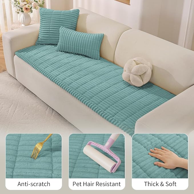 Couch Cover for Dogs,Washable Non-Slip Pet Friendly Sofa Protector | Thick Flannel Sofa Cover,Nonslip, Washable,Anti-Pilling,Pet Friendly,for Dogs & Cats,Cozy Protect Against Fur,27.6" x 35" - Image 4