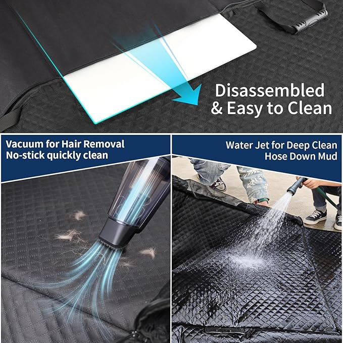 Tough Dog Car Seat Cover for Back Seat with Seatback Top Protection, Waterproof Hard Bottom Back Seat Extender for Dogs, Scratch Resistant Heavy Duty Dog Hammock for Truck Large SUV