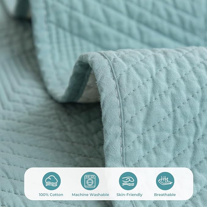 vctops Cotton Quilted Couch Covers for Sectional Sofa (Blue,36"x47") | Geometric Washable Non Slip Sofa Slipcover for Dogs, Children, Pets Furniture Protector Cover - Image 3