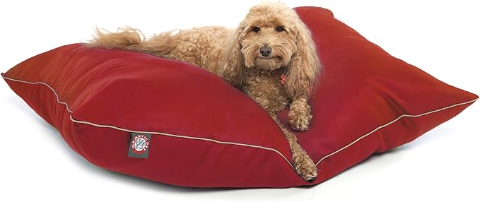 Majestic Pet Rectangle Medium Dog Bed Washable – Non Slip Comfy Pet Bed – Super Value Crate Pet Pillow – Puppy Kennel for Sleeping - Medium Breed 35 x 28 Inch – Solid Red by MajesticPet
