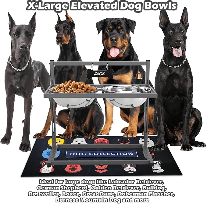 SHAINFUN Elevated Dog Bowls for Large Dogs and Extra Large Sized Dog Raised Dog Bowl Stand Adjustable Height with Two 3000ML(13-14cups) Stainless Steel Dog Food Bowls Metal Elevated Dog Bowl Stand - Image 2