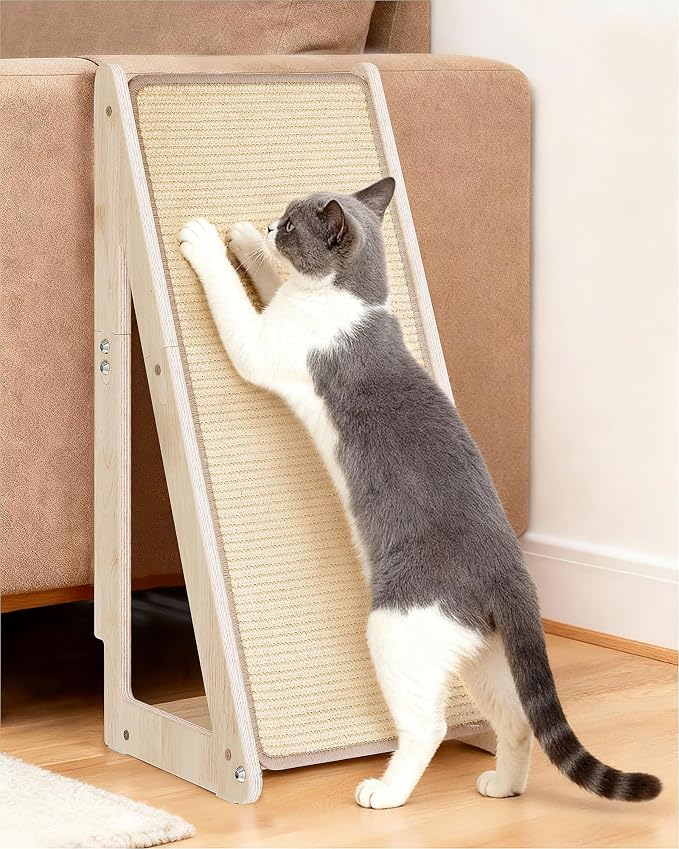 Aechonow 26.4'' Sisal Cat Scratcher Ramp for Indoor Cats | Vertical Scratching Pad for Large Cats, Wooden Cat Furniture by Aechonow