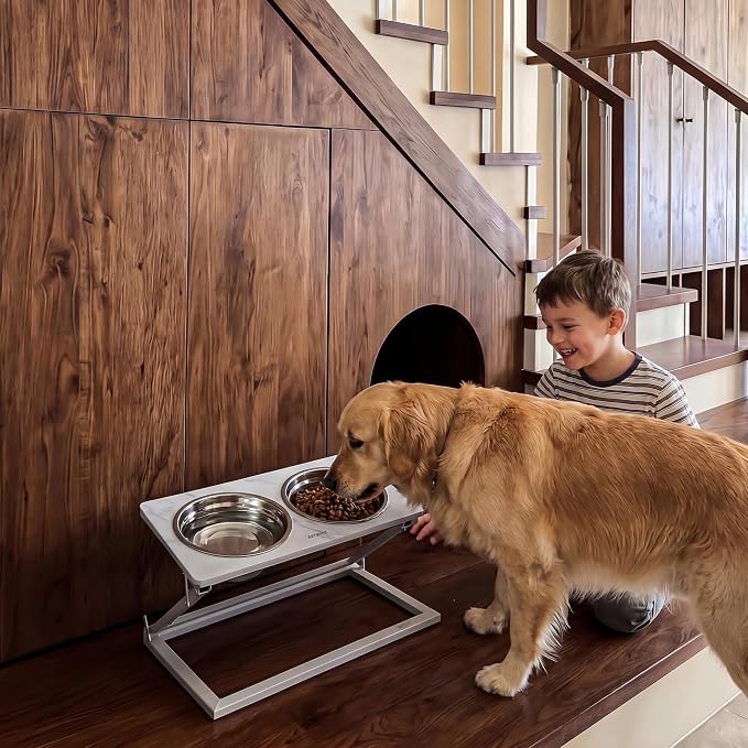Elevated Dog Bowl, Adjustable Height and Tilt Angle Dog Bowl Stand | Precisely Adjust Height And Tilt Angle, Easy To Clean, Equipped With 2 Stainless Steel Food Bowls, Sturdy And Durable. - Image 7