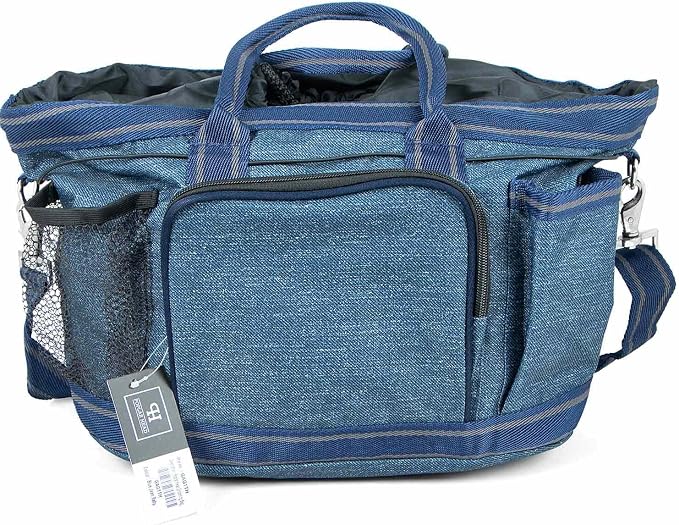Jeffers Poplar Head Grooming Bag – Horse Grooming Organizer Tote with Pockets for Brushes, Tools, Clippers, Shampoo, Detangler – Stable Barn Kit Carrier for Horses, Pets, Livestock, Blue Jean Baby - Image 2