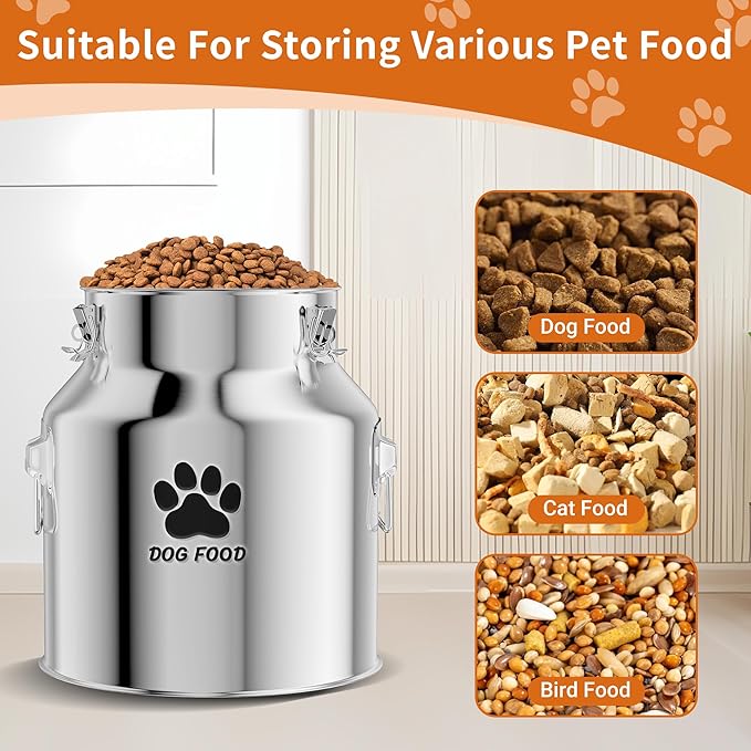 Metal Dog Food Storage Container 18Lbs, Stainless Steel Dog Food Storage Container with Lids Airtight, Pet Food Storage Container for Dogs, Cat Food Bin with Spoon, Keep Food Fresh, Easy to Clean - Image 3