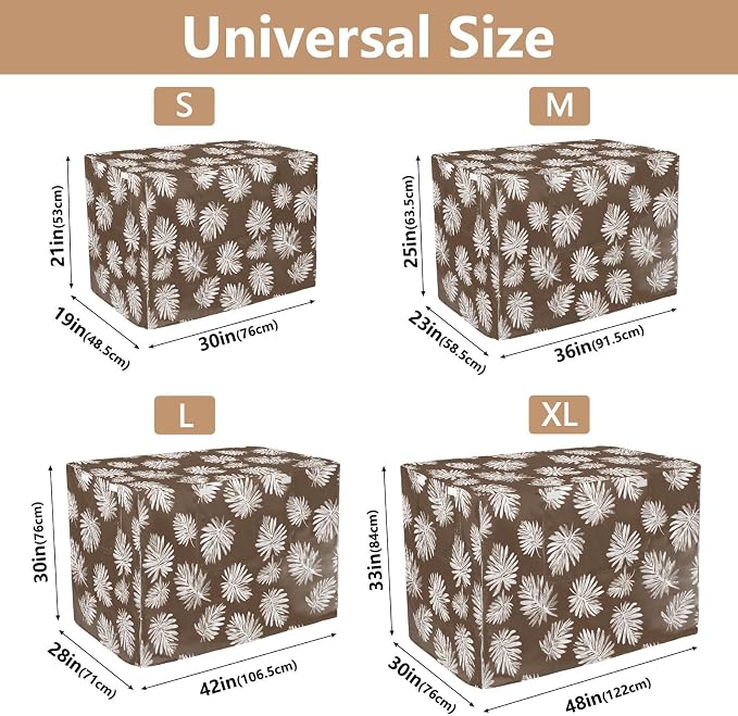 Dog Crate Cover Kennel Cover for Dog Cages Breathable for Wire Cage Indoor Outdoor Brown Palm Leaves01 - Image 3