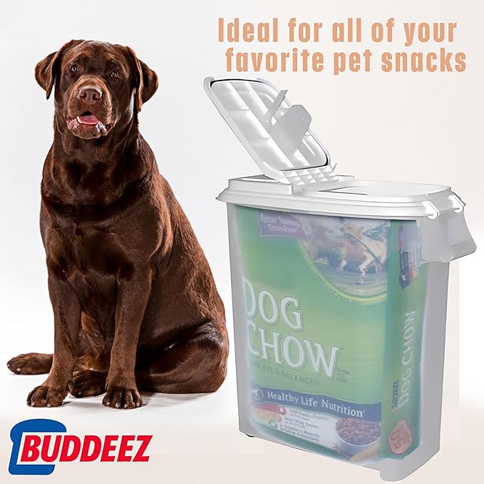 Buddeez Airtight Pet Food Storage Container - 50 QT Capacity Dog Food Storage Container - Cat Food Container, Bird Seed Storage Container, Rolling Storage Bin, Air Tight with White Lid - Image 2