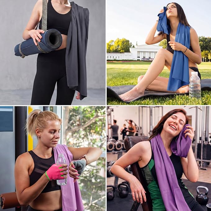 Mixweer 4 Pack Gym Microfiber Bath Towels 63"x32" Extra Large Shower Towel Lightweight Oversized Fast Drying Bathtowel for Gym Sports Travel Camping(Dark Gray, Pinkish Purple, Bluish Gray, Purple) - Image 5